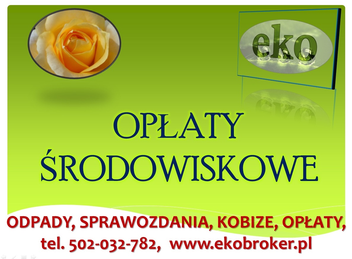 Kobize, opłaty środowiskowe, obsługa firm, cena, tel 502-032-782, raportowanie. Założenie konta w krajowej bazie KOBiZE
