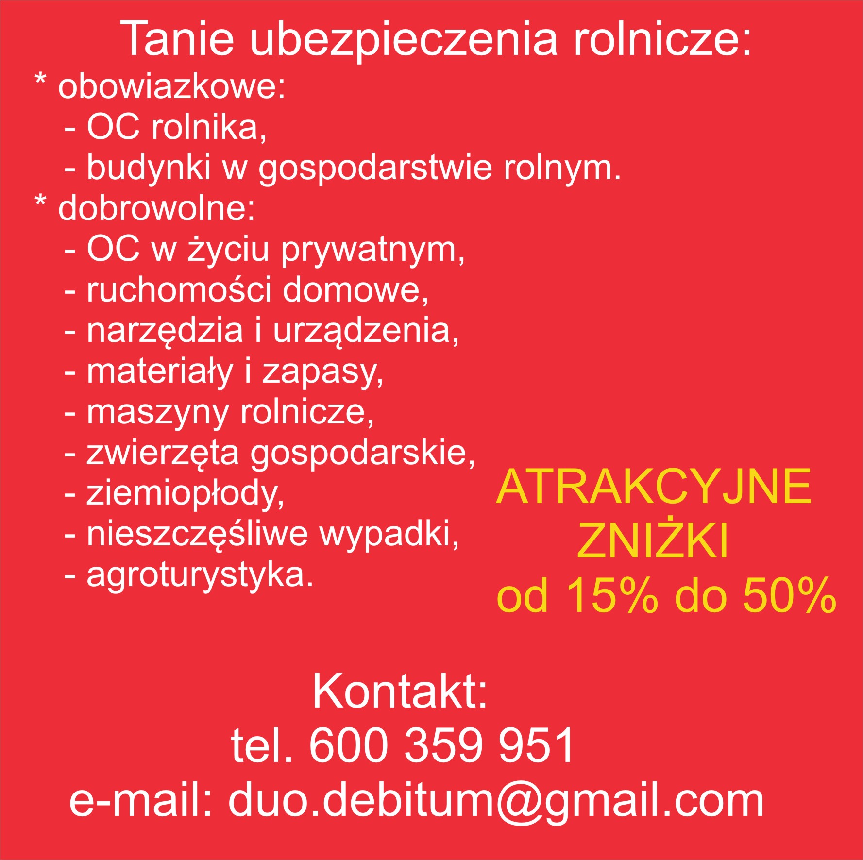 TANIE UBEZPIECZENIA ROLNICZE - MIEJSCE ZAMIESZKANIA NIE MA ZNACZENIA